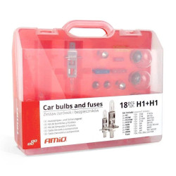 Żarówka samochodowa halogenowa H1x2 12V z zestawem żarówek i bezpieczników, 18szt