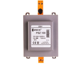 Transformator 1-fazowy bezpieczeństwa PSZ 100 230/ 12V 8,3A, na szynę DIN, IP30, Ta 40, 16012-9960