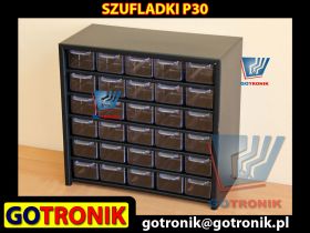 P30 Szafka metalowa zawierająca 30 transparentnych szufladek