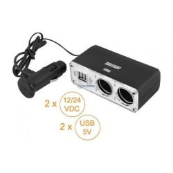 rozdzielacz gniazda zapalniczki samochodowej 1wt/2gn + 2xUSB