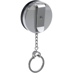 Basi 0006-0556 Key Clip Silver/Black, Round Shape with 60cm Chain