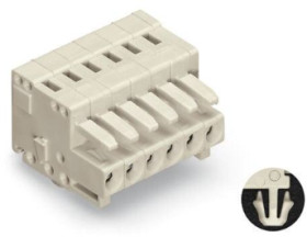 Socket header, 6 pole, pitch 3.5 mm, angled, light gray, 734-106