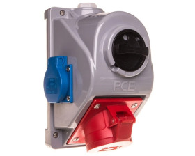 Zestaw instalacyjny z gniazdem 16A 5P+2x2P+Z schuko (0-1) czerwony Combopol 61132-6 96061552W