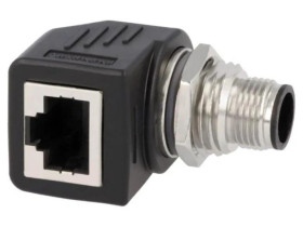 Adapter M12 męski,RJ45 gniazdo kod D-Ethernet 4-PIN Kat 5e RJS-12D04FM-RS8001