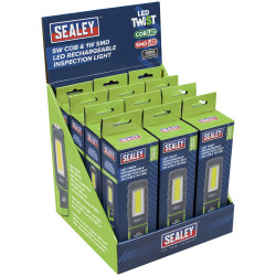 Sealey LED601GDB LED Twist Rechargeable Inspection Light, Green - Box of 12