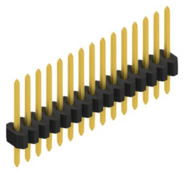 Pin header, 15 pole, pitch 1.27 mm, straight, black, 10060401