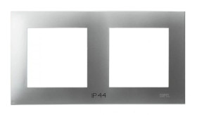 SZAFIR Ramka podwójna do łączników IP-44 srebrny RH-2Z/18