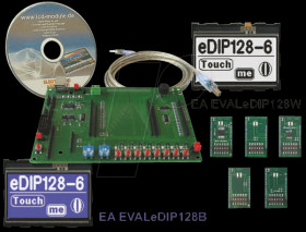 EA EVALEDIP128W Starter kit with eDIP128W LCD, touch