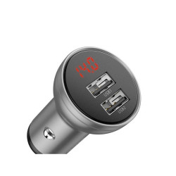 Ładowarka samochodowa USB 2x2,4A BASEUS, 24W + wskaźnik napięcia