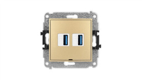 Icon Mechanizm Gniazda Podwójnego 2Xusb A-A 3.0, Bez Pola Opisowego Złoty...