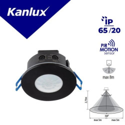 Czujnik ruchu PIR MERGE-WT-O-B 1200VA Ø7,6 max 8m 360 st. IP65/20 IIkl. podstropowy czarny 37372