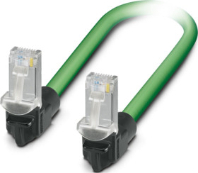 Patch cable, RJ45 plug, angled to RJ45 plug, angled, Cat 5, SF/TQ, PVC, 0.5 m, green, 1113313