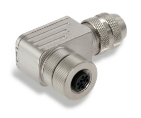 Jack, M12, 4 pole, tension clamp connection, angled, 1139330000