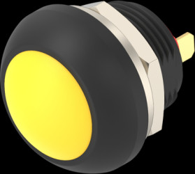 Pushbutton, 1 pole, yellow, unlit , 0.12 A/125 VAC, 0.2 A/50 VDC, 13.6 mm, IP68, 2329360-3