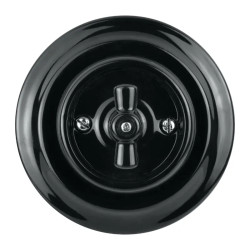 Włącznik światła podwójny obrotowy z ramką, ceramiczny, montaż podtynkowy, kolor czarny Ceramic Loft