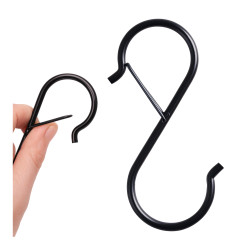 Hak typu S z klamrą - 90mm - hak na reling z zabezpieczeniem - haczyk