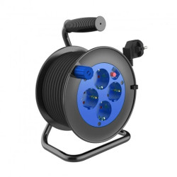 Przedłużacz bębnowy MINI, 4 gniazda 2P+Z (schuko), metalowy stojak OR-AE-13171(GS)/15M