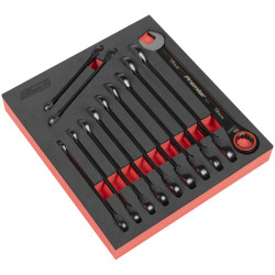 Sealey AK63940B Premier Black Combination Ratchet Spanner Set 12pc