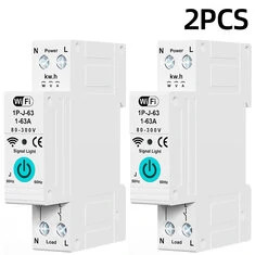 2 szt. Smart WiFi wyłącznik obwodu z pilotem głosowym, regulacją ochrony przed prądem przekraczającym normę, pomiaru zużycia ene
