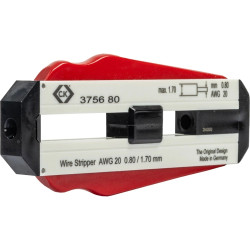 Precision wire stripper for PVC wires, PTFE wires, AWG 20, cable Ø 0.8 mm, L 97 mm, 24 g, T3756 80