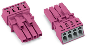 Socket, 4 pole, push-in, 1.5 mm², pink, 890-284