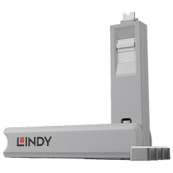 LINDY 40427 USB-C Socket Lock Set White 4-Piece With 1 Key Laptop Security