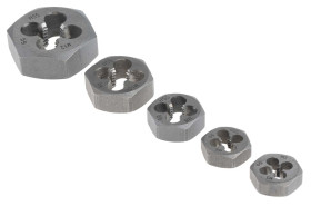 Zestaw narzynek sześciokątnych, gwint: M5 do M12, Stal węglowa