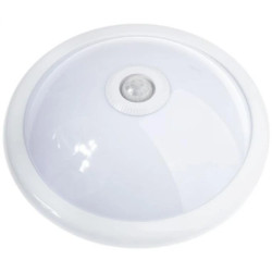 Plafon LED Lampa Sufitowa Natynkowa REGIS 2x E27 IP44 z Czujnikiem Ruchu i Zmierzchu Biały Okrągły 30cm LUMILED