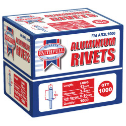 Faithfull FAIAR3L1000 Aluminium Rivets 3.2 x 13mm Long Bulk Pack of 1000