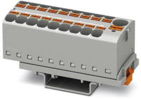 Distribution block, push-in connection, 0.2-6.0 mm², 19 pole, 32 A, 6 kV, gray, 3273636