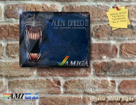 Rustic ALIEN BREED II inspired Amiga Game Artwork - Metal Sign