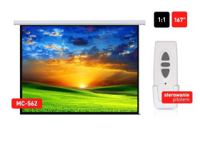 Ekran projekcyjny elektryczny 167 1:1 300x300cm sterowanie ścienne i z pilota Maclean MC-562