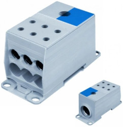 Blok rozdzielczy AL/CU 1-potencjałowy 175A we 1x95-240mm2 wy 6x10-50mm niebieski AUX38503N