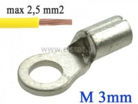 Konektor ( oczko ) metal; 3mm; kabel 1,5- 2,5mm2