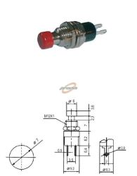 PRZEŁĄCZNIK OKRĄGŁY 7mm ON CZERWONY MKX