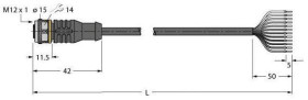 Turck 6631466 Kabel połączeniowy czujnika/aktuatora RKC12.120T-10/TEL, piny: 12, 10 m, 1 szt.