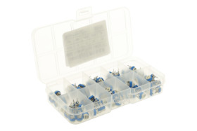 Zestaw potencjometrów; montażowy; leżący; jednoobrotowy; RM-065; 500ohm; liniowa; 5%; przewlekany (THT); węglowy; RM065; RoHS