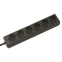 BACHMANN SELLY gniazdo 6-drożne, z uziemieniem, czarne, 1,5 m
