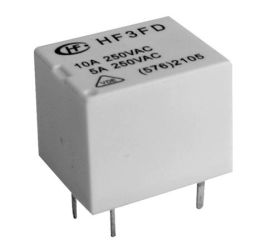 Przekaźnik; elektromagnetyczny miniaturowy; HF3FD-012-ZTF (JQC); 12V; DC; 1 styk przełączny; 10A; 250V AC; 10A; 28V DC; do druku
