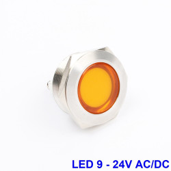 Lampka kontrolka LED METAL 9-24V (żółta) 22 mm