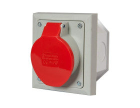 Gniazdo izolacyjne tablicowe skośne 5P 32A 250/400V czerwone IP44 2642 - 420
