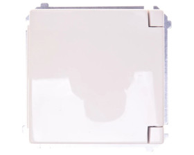 Simon Basic Gniazdo bryzgoszczelne z/u IP44 z przesłoną torów i klapką pełną beżowe BMGZ1Bz.01/12