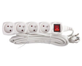 Przedłużacz z wyłącznikiem 4-gniazda z/u 5m /H05VV-F 3G1/ biały P1415