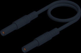 Measuring lead with (4 mm plug, spring-loaded, straight) to (4 mm plug, spring-loaded, straight), 0.25 m, black, PVC, 1.0 mm², C