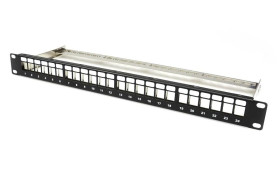 Patch panel 19cali 1U 24xRJ45 modularny keyston - czarny GMPnet supported by BITNER - 25 LAT gwarancji CU.PP.00021