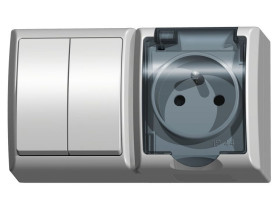 FALA Wyłącznik podwójny świecznikowy + gniazdo pojedyncze wieczko przezroczyste biały ZH-Ł2G/00/d OSPEL