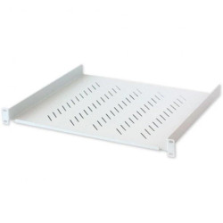 Półka 1U 400mm Rack 19, 2 pkt mocowania, perforowana, szara