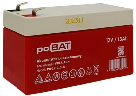Akumulator VRLA AGM 12V 1.3Ah (żywotność 3-5lat) PB-12-1.3-A
