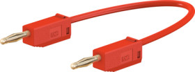 Measuring lead with (2 mm plug, spring-loaded, straight) to (2 mm plug, spring-loaded, straight), 600 mm, red, PVC, 0.5 mm², CAT