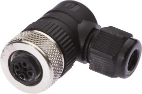 VK003020, Gniazdo kablowe Ø3-6,5mm, 4A, 240V, -25-90C, M12 żeńskie 4pin, IP67, PBT